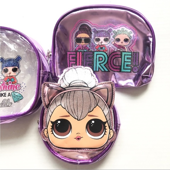 3 Piece Pouch Make-up Bag Coin Purse Set Travel LOL Surprise NEW - Picture 3 of 9